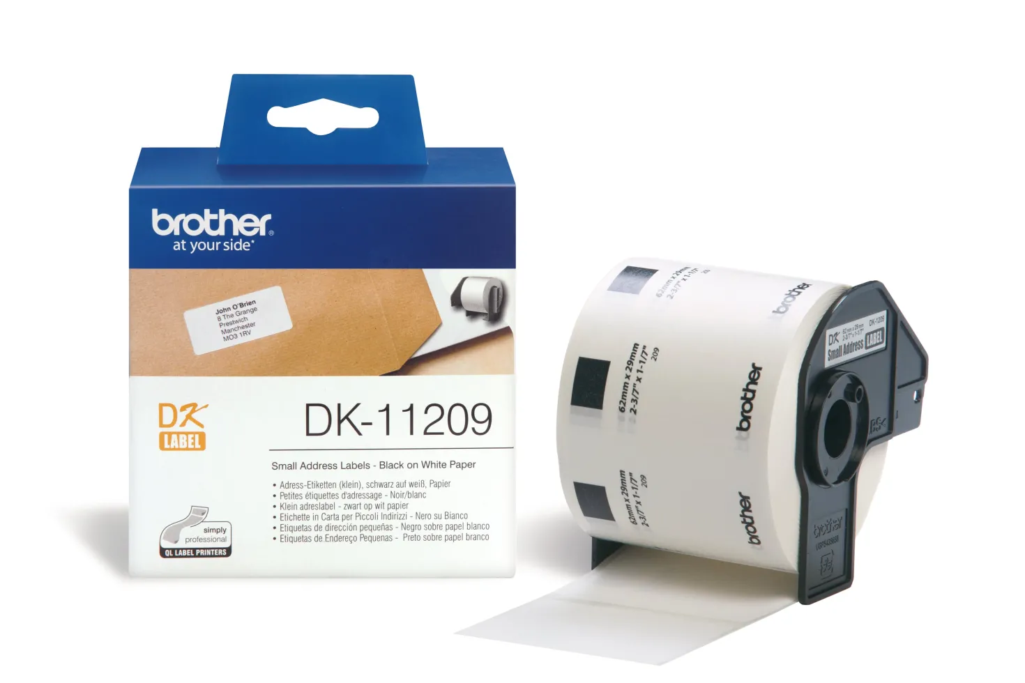 Adressetikett Brother DK-11209, 29x62 mm, 800 st/rulle