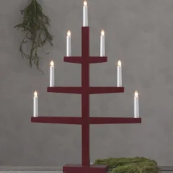 Adventsljusstake Star Trading Tripp Röd, 7 LED, 49x77 cm