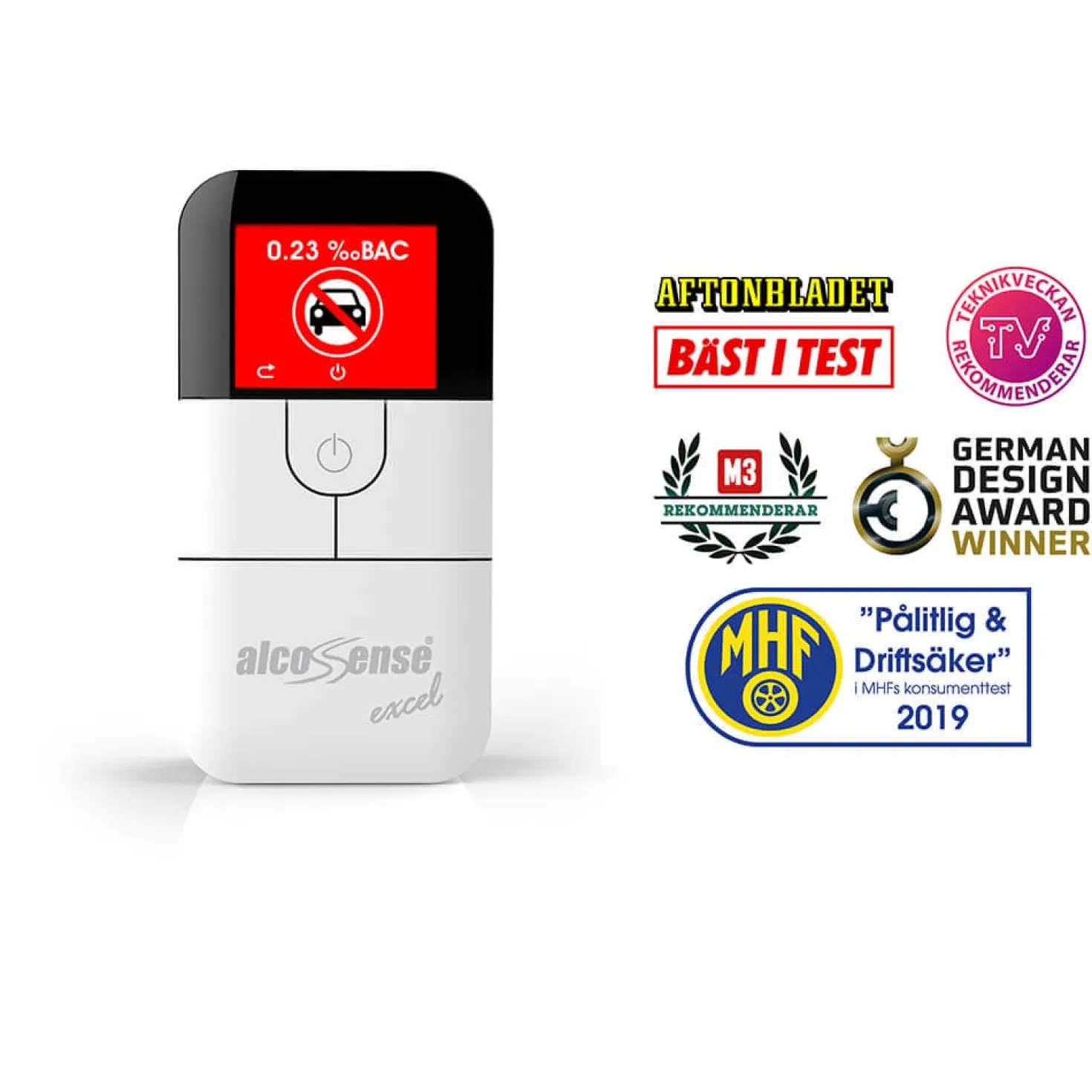 Alkomätare ALCOSENSE Excel, bränslecellsensor, TFT-färgskärm