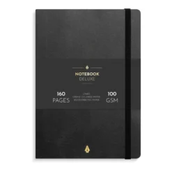 Anteckningsbok Burde Deluxe A5, svart, linjerad, 160 sidor