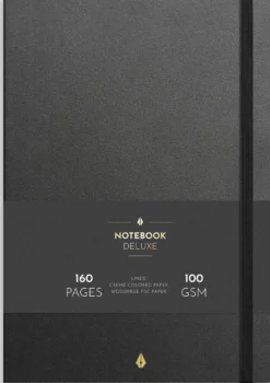 Anteckningsbok Burde Deluxe B5, linjerad, svart, 160 sidor