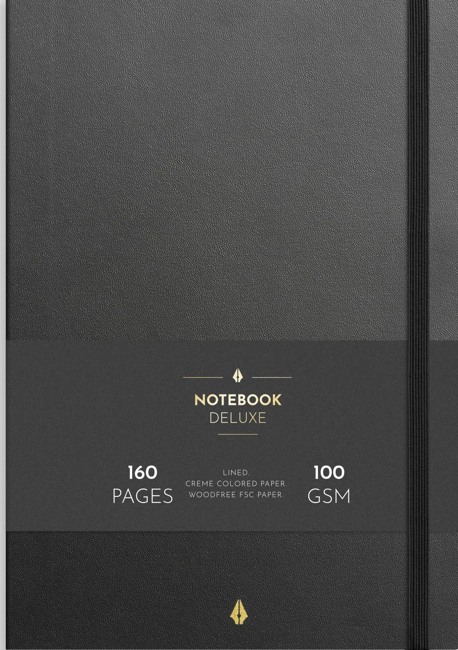 Anteckningsbok Burde Deluxe B5, linjerad, svart, 160 sidor