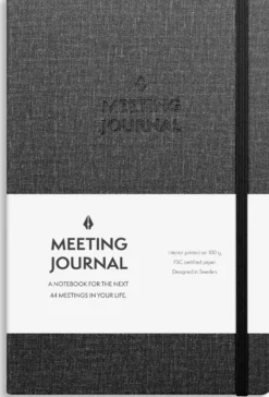Anteckningsbok Burde Meeting Journal, konstläder, 44 möten, 192 sidor