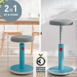 Balansstol Leitz Ergo Cosy Sitta-Stå, blå, höjdjusterbar