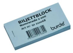 Biljettblock Burde 1-100, blå