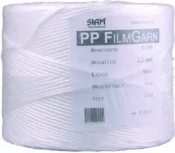 Bindgarn Siam Polypropylen Film 1/450, vit, 225 m, 500 g