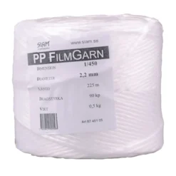 Bindgarn Siam Polypropylen Film 1/450, vit, 225 m, 500 g