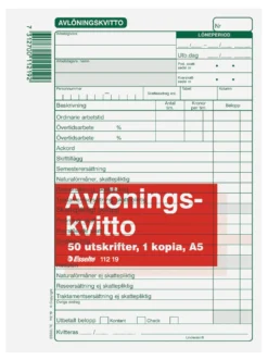 Blankett Avlöningskvitto Burde A5, självkopierande, 2x50 blad