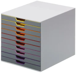 Blankettbox Durable Varicolor, 10 lådor, grå stomme