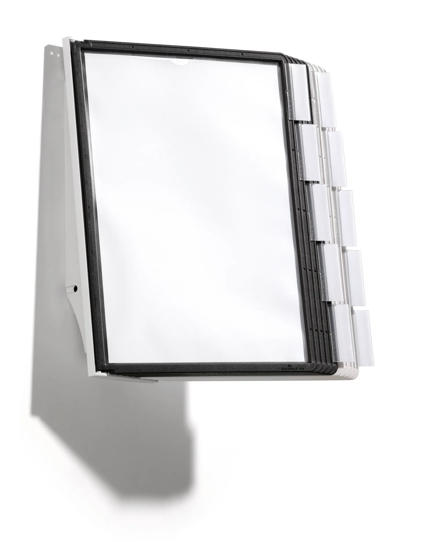 Blädderställ Durable Sherpa 10, väggmontage, svart och grå, 10 paneler