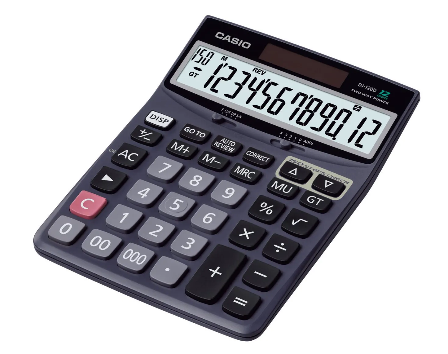 Bordsräknare Casio DJ-120D Plus, 12 siffror, hybridkraft