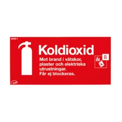 Brandskylt Typskylt Kolsyra Unigraphics, plast, röd, 200x100 mm