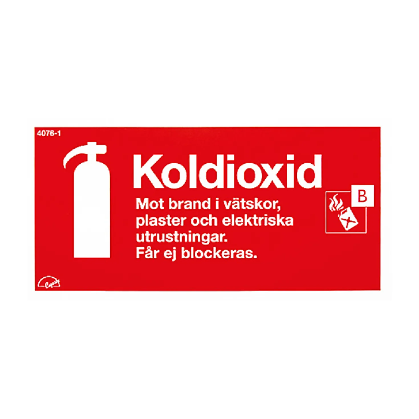 Brandskylt Typskylt Kolsyra Unigraphics, plast, röd, 200x100 mm