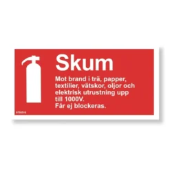 Brandskylt Unigraphics Typskylt Skum, röd, 200x100 mm