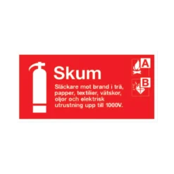 Brandskylt Unigraphics Typskylt Skum, röd, 200x100 mm