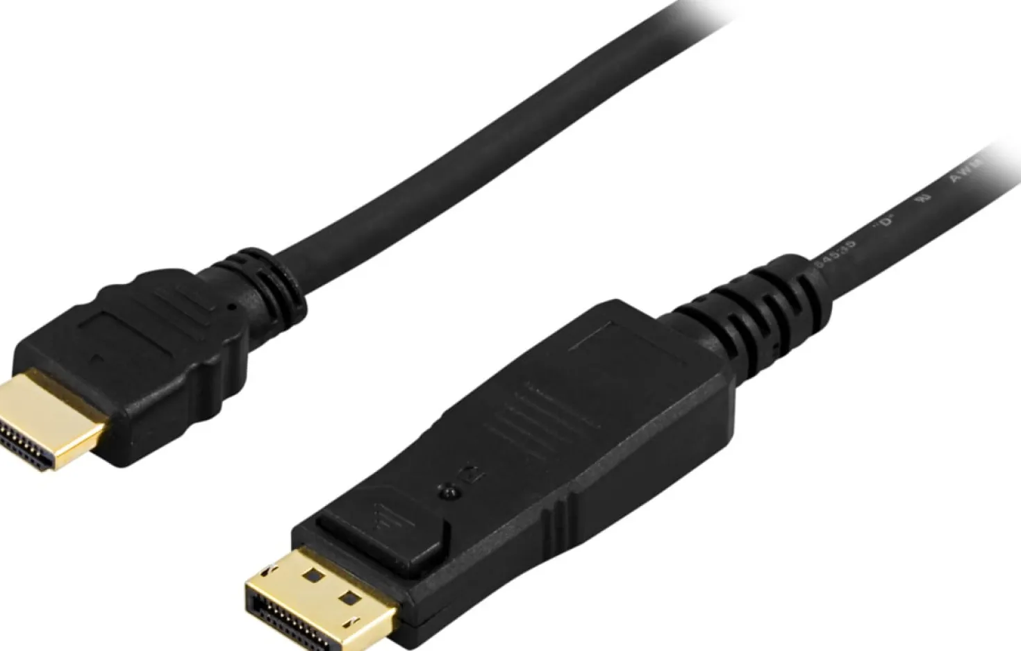 DisplayPort till HDMI-kabel Deltaco, Ultra HD 4K 30Hz, svart, 5m