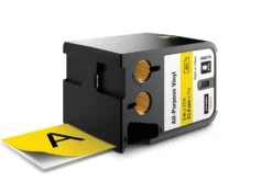 Etikettape Dymo XTL Flerfunktionsvinyl, svart på gul, 54 mm