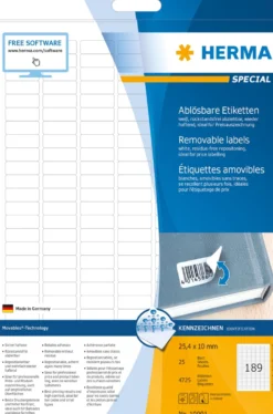 Etikett Herma Special avtagbar, 25,4 x 10 mm, 4725 st