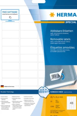 Etikett Herma Special avtagbar, 45,7x21,2 mm, 1200 st
