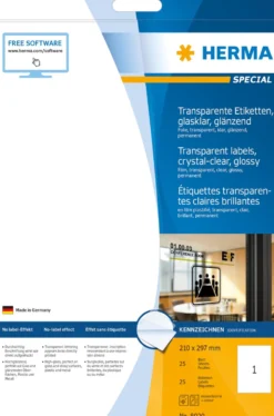 Etikett Herma Special Transparent high-glossy, 210x297mm, 25 st