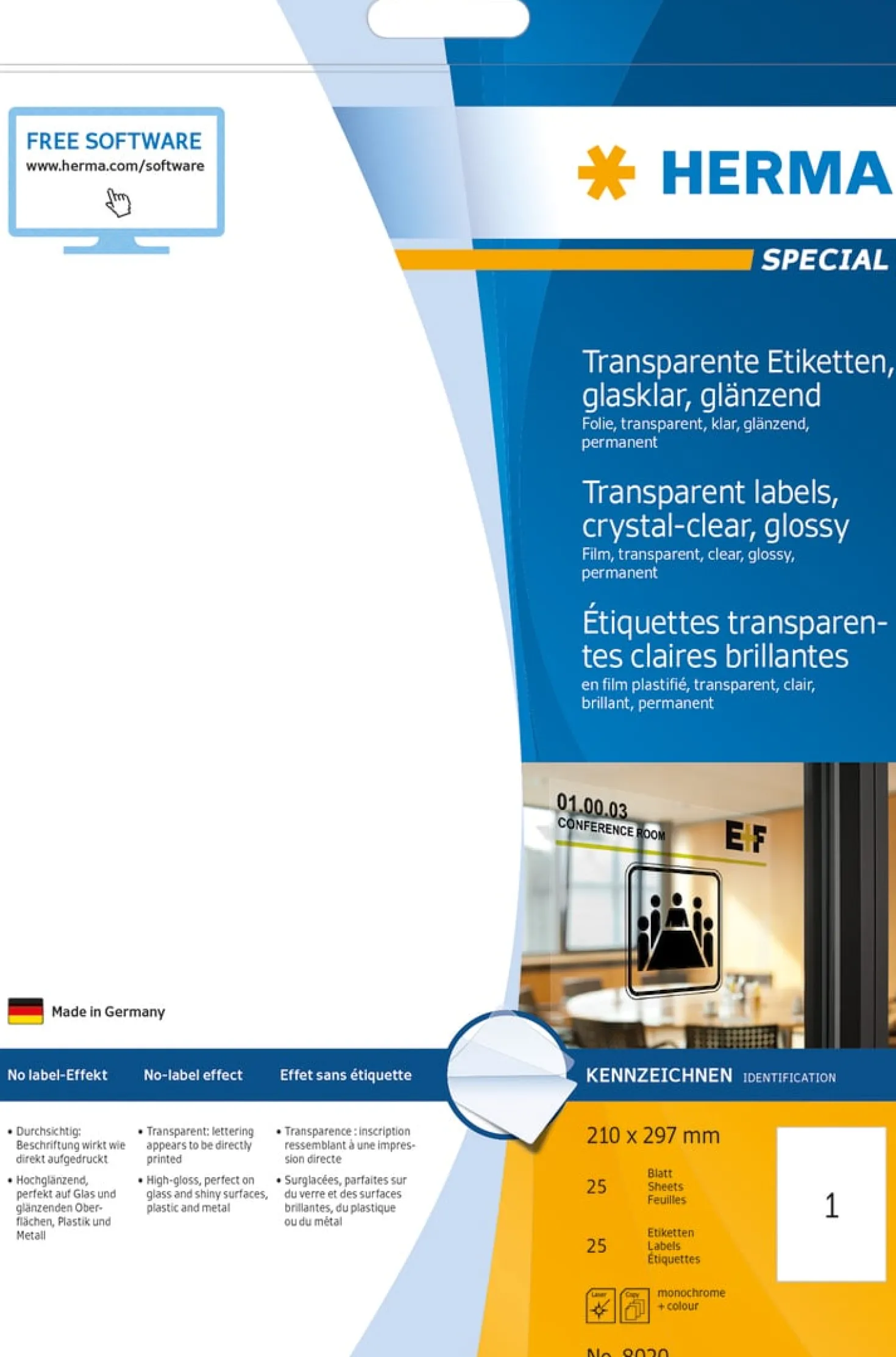 Etikett Herma Special Transparent high-glossy, 210x297mm, 25 st