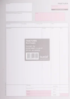 Fakturablankett Burde A4 2x50, självkopierande, 5 block