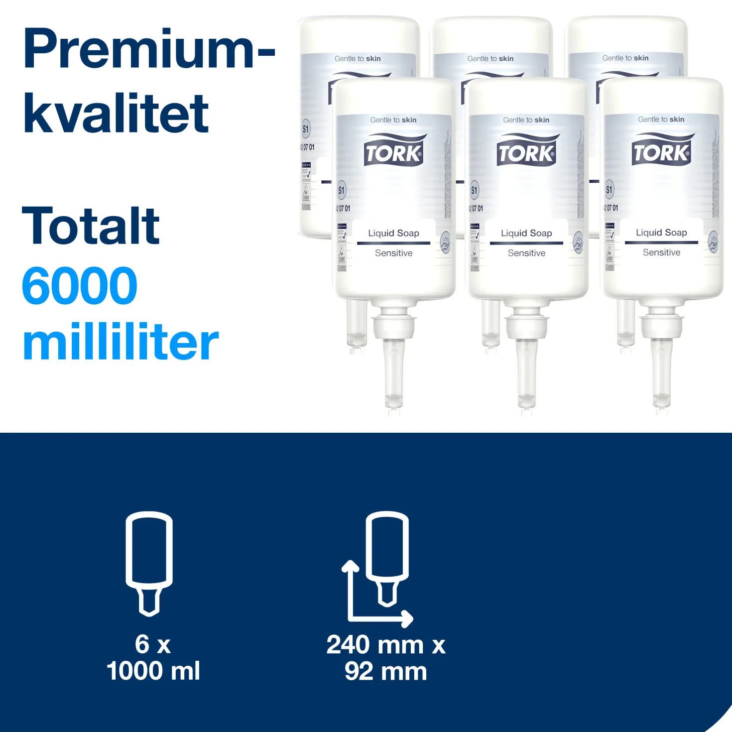 Flytande tvål Tork Premium Extra Mild S1, parfymfri, 1L