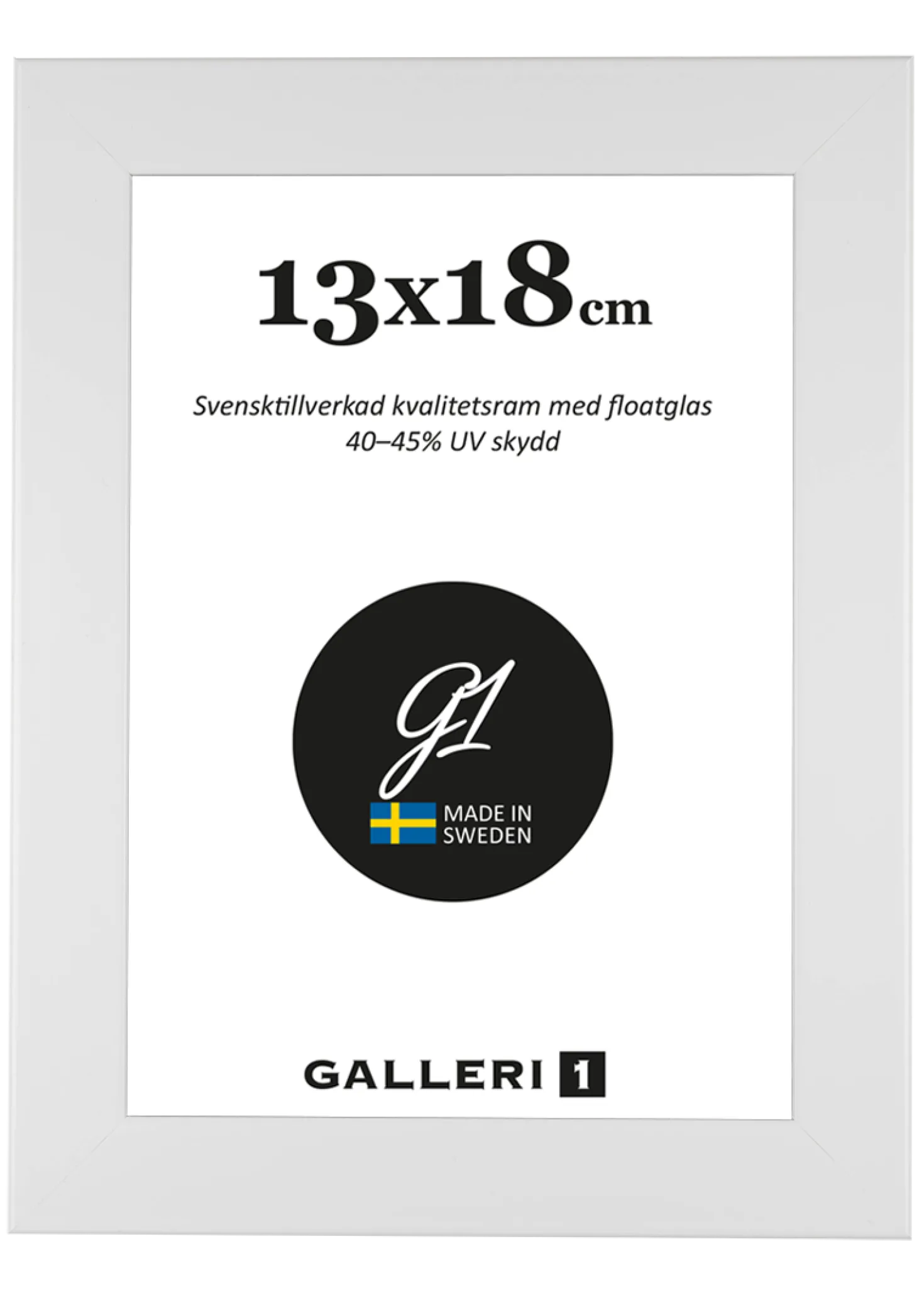 Fotoram Galleri1 Vitmålad Trä, 13x18 cm, floatglas