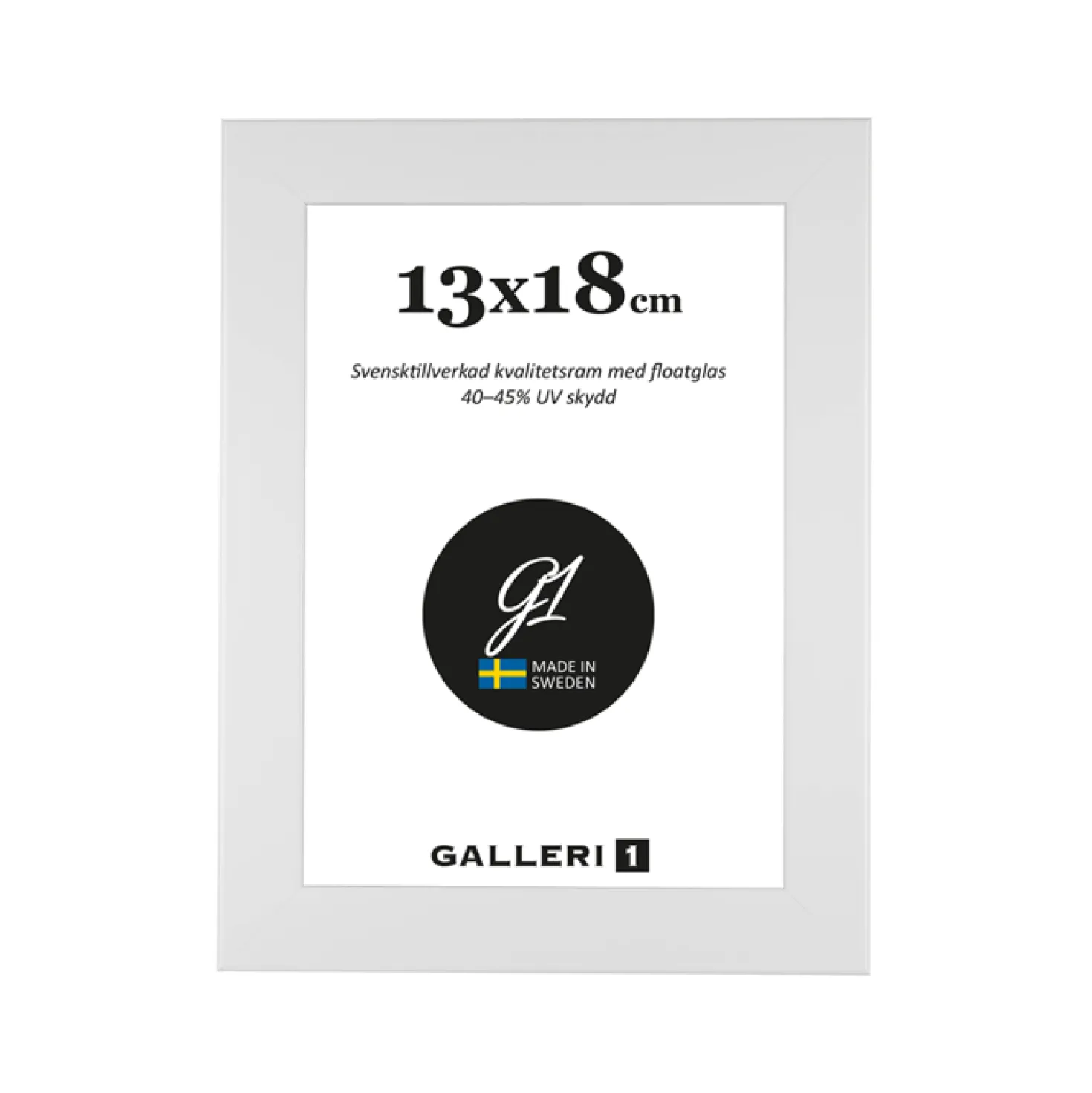 Fotoram Galleri1 Vitmålad Trä, 13x18 cm, floatglas