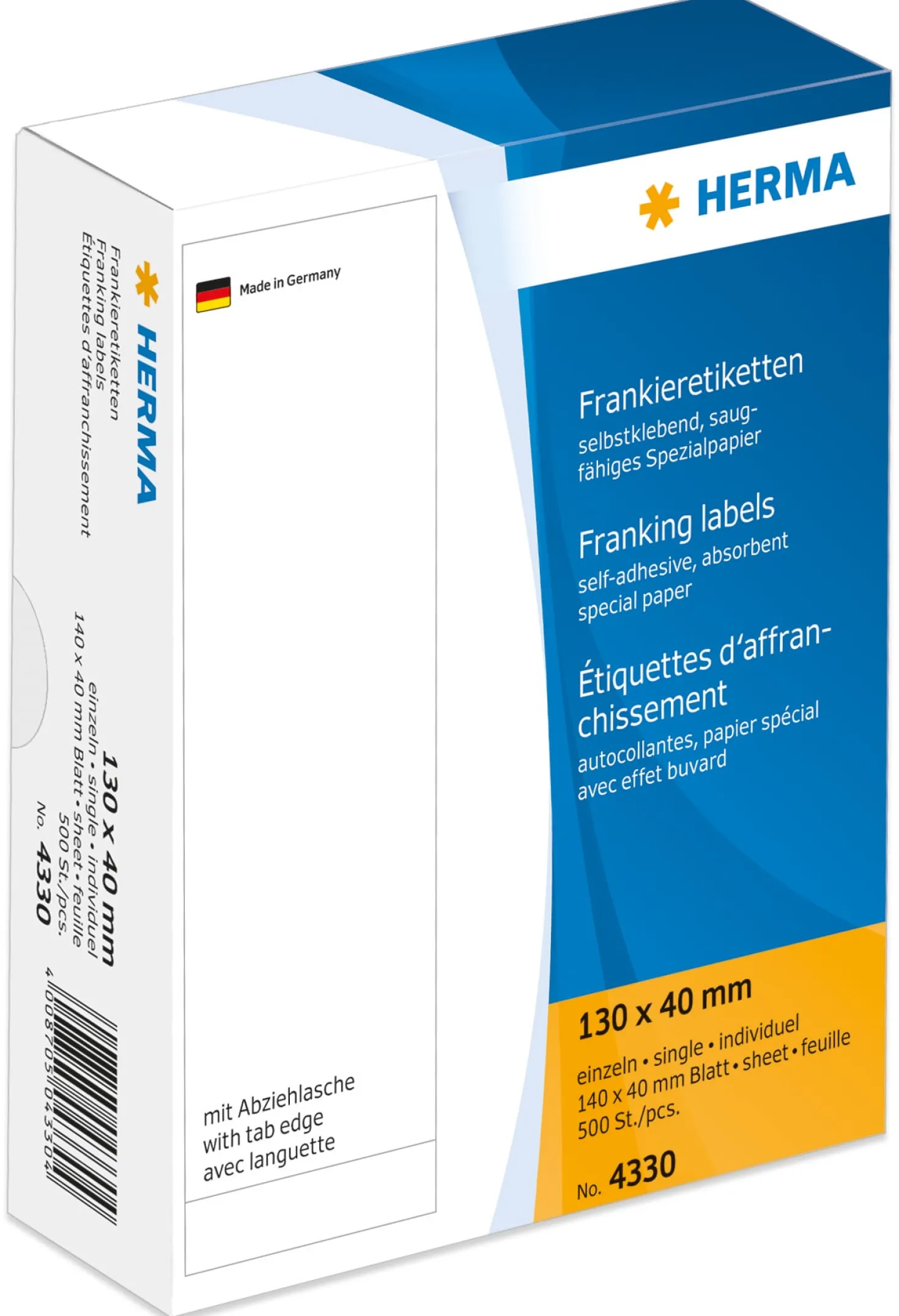 Frankeringsetikett Herma Enkel, 130x40mm, 500 st