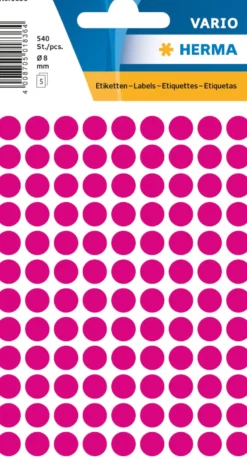 Färgetikett Herma Färgsignal Rund, rosa, 8 mm, 540 st