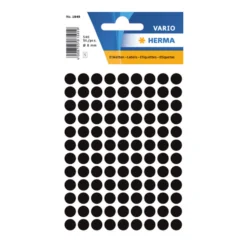 Färgsignaletiketter Herma 1849 Rund, svart, 8 mm, 540 st