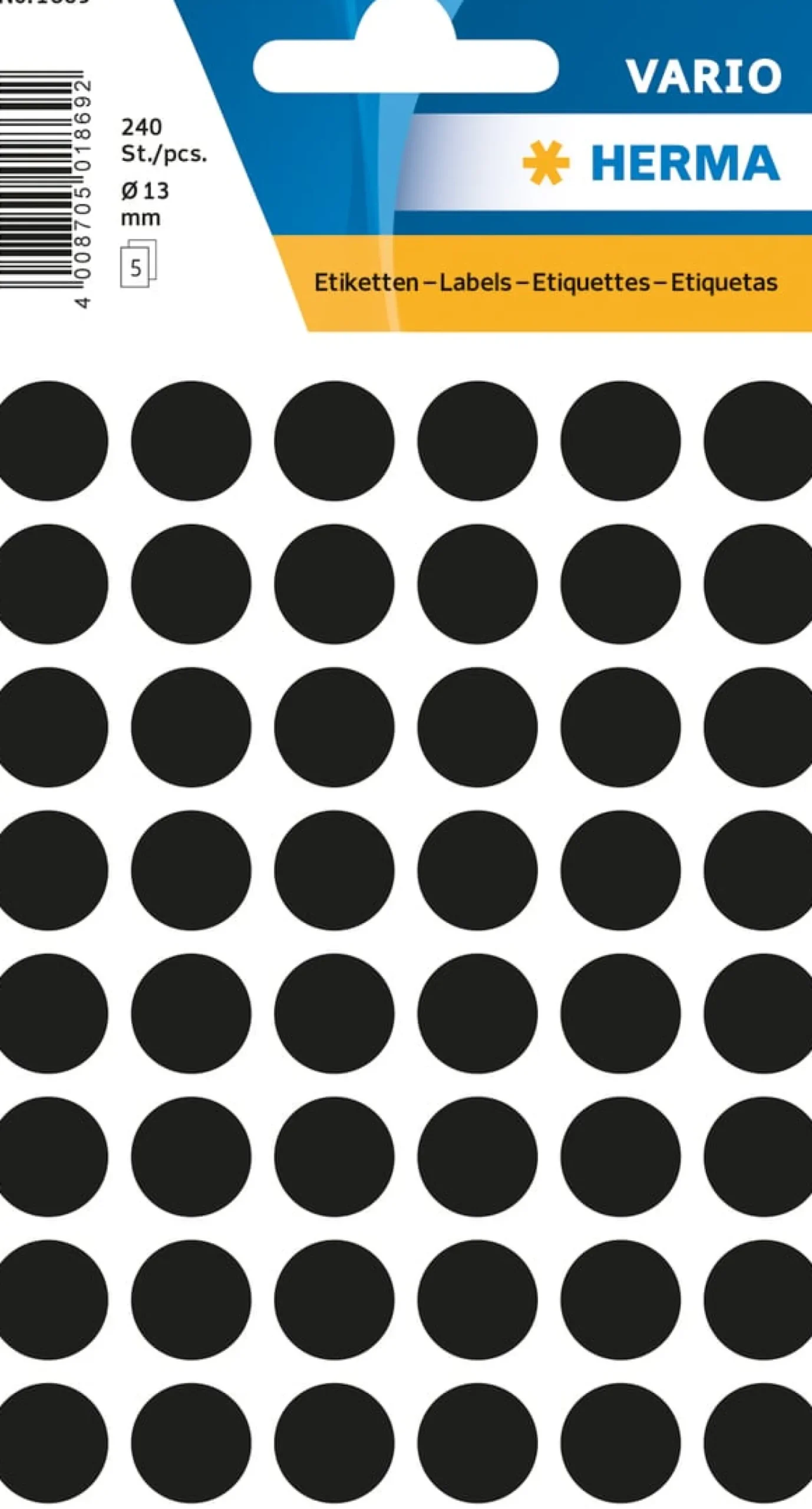 Färgsignaletiketter Herma Runda, svart, 13 mm, 240 st