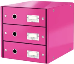 Förvaringsbox Leitz Click & Store, 3 lådor, rosa