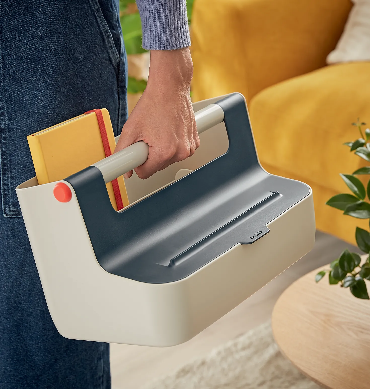 Förvaringsbox Leitz Cosy bärbar, grå, A4-format