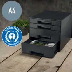 Förvaringsbox Leitz Recycle, 4 lådor, svart