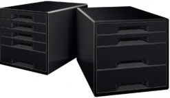 Förvaringsbox Leitz WOW, 4 lådor, helsvart