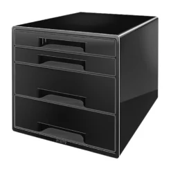 Förvaringsbox Leitz WOW, 4 lådor, helsvart