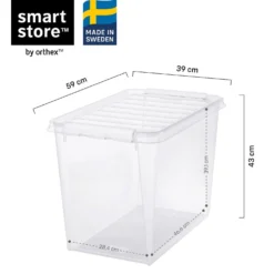Förvaringslåda SmartStore Classic med lock, 66 liter, transparent