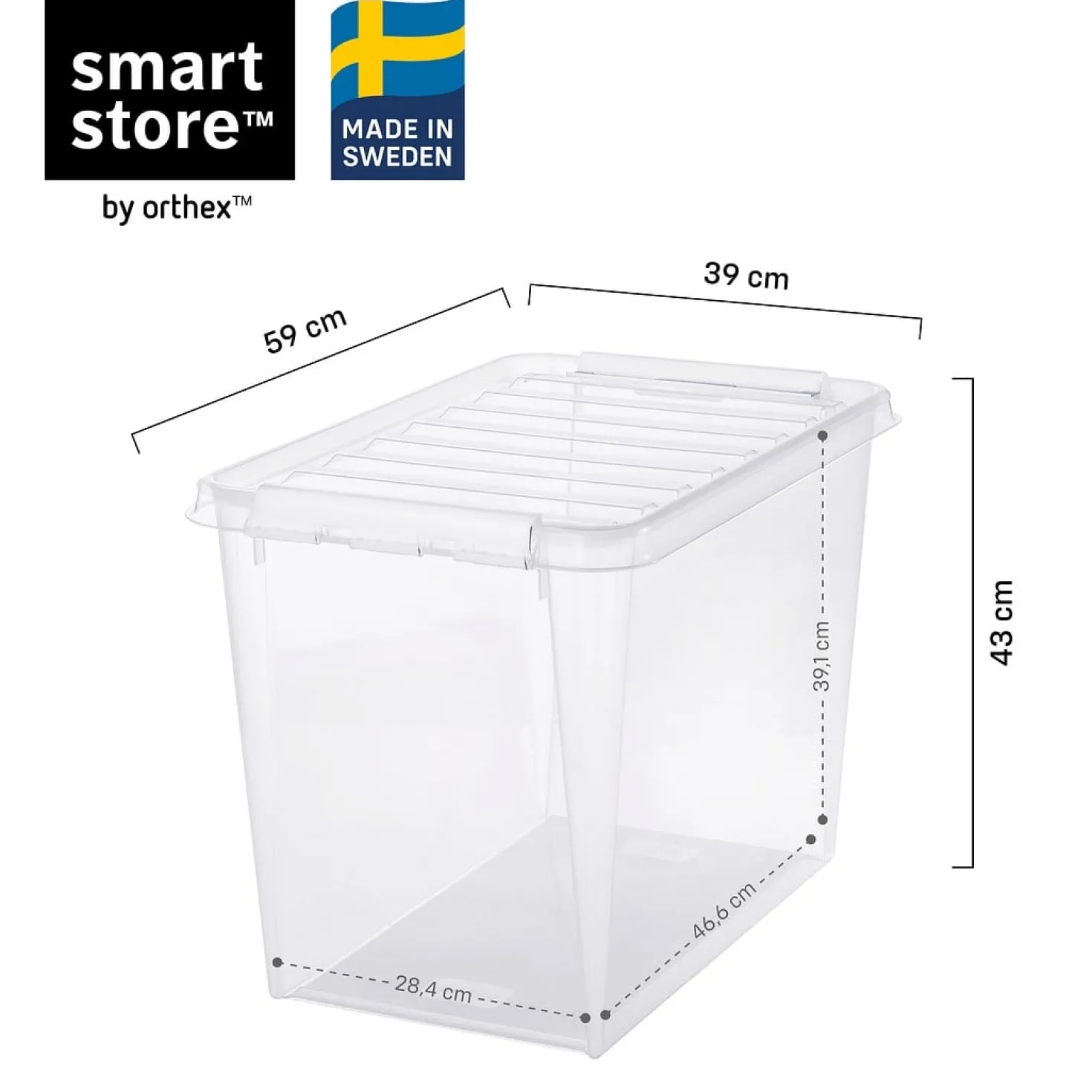 Förvaringslåda SmartStore Classic med lock, 66 liter, transparent