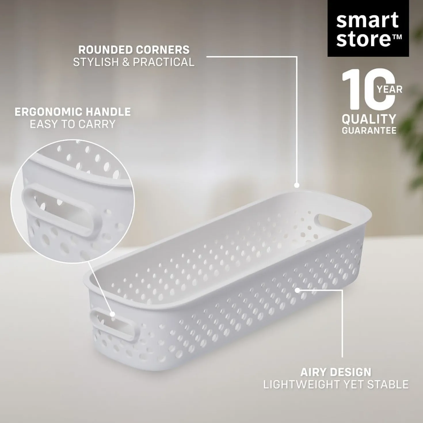 Förvaringslåda SmartStore Essence Slim, vit, 1,3 liter