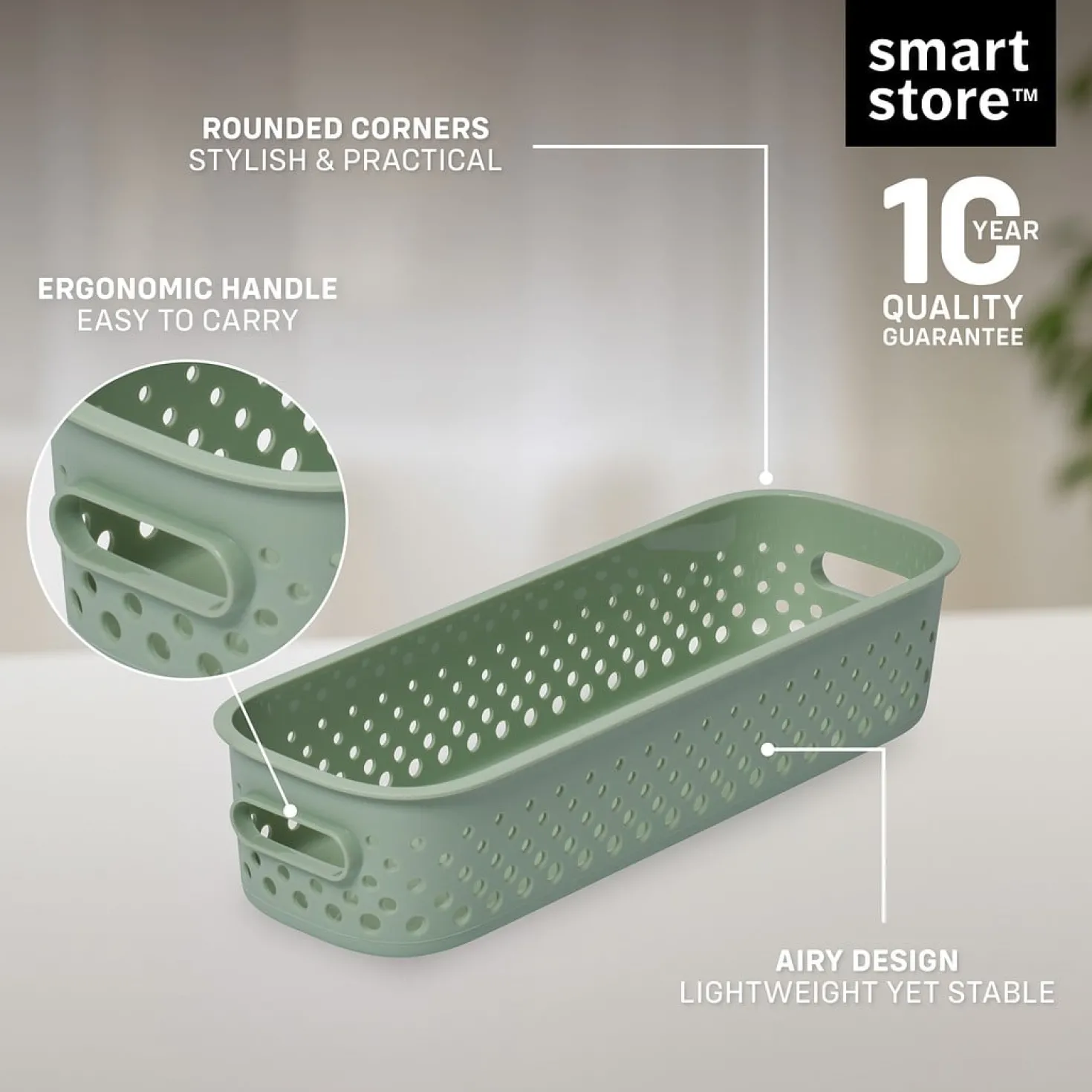 Förvaringslåda SmartStore Essence Slim, grön, 1.3L, 29.5 cm