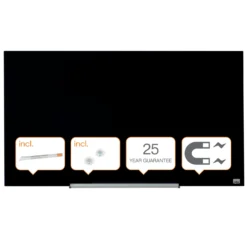 Glastavla Nobo Diamond Magnetisk, svart, 993x559mm