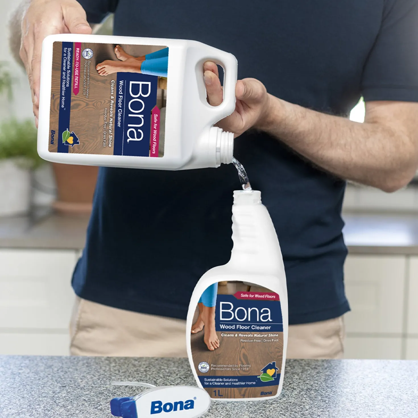 Golvrengöring Bona Spray Mop Refill, lackerade trägolv, 4L