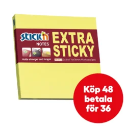 Häftis Stick'n Extra Sticky, neongul, 76x76mm, 12 block