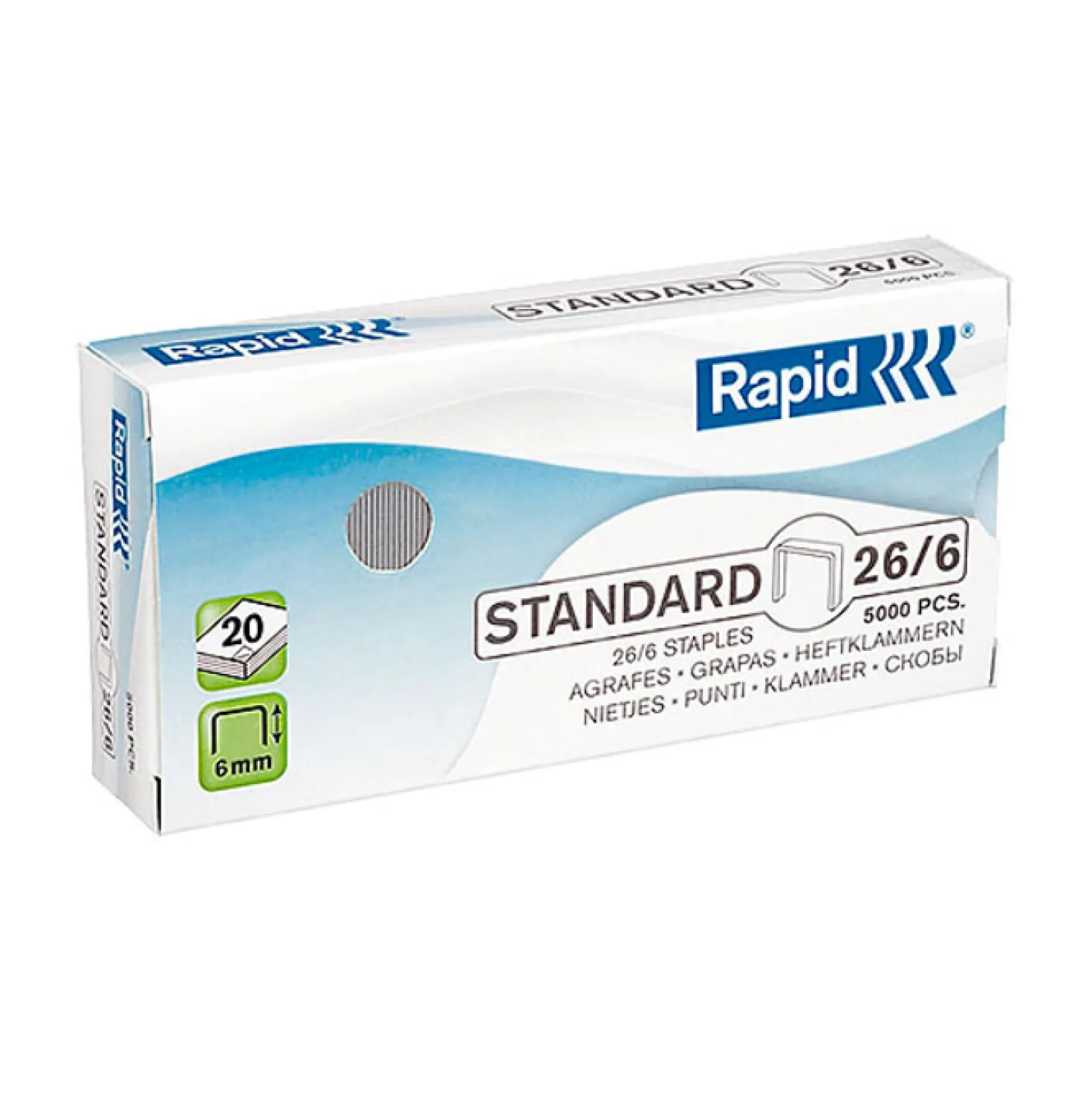 Häftklammer Rapid Standard 26/6, 20 ark, 5000 st