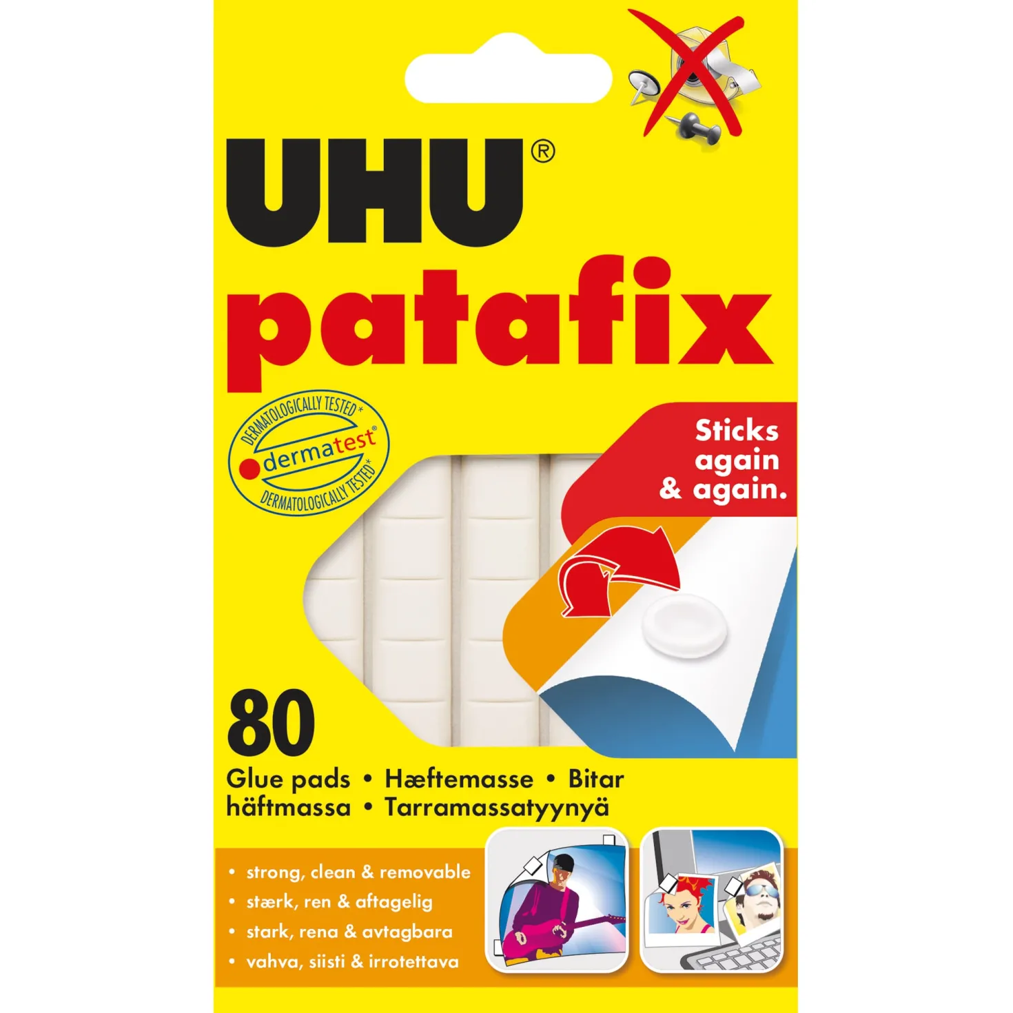 Häftmassa UHU Patafix, återanvändbar, 80 st