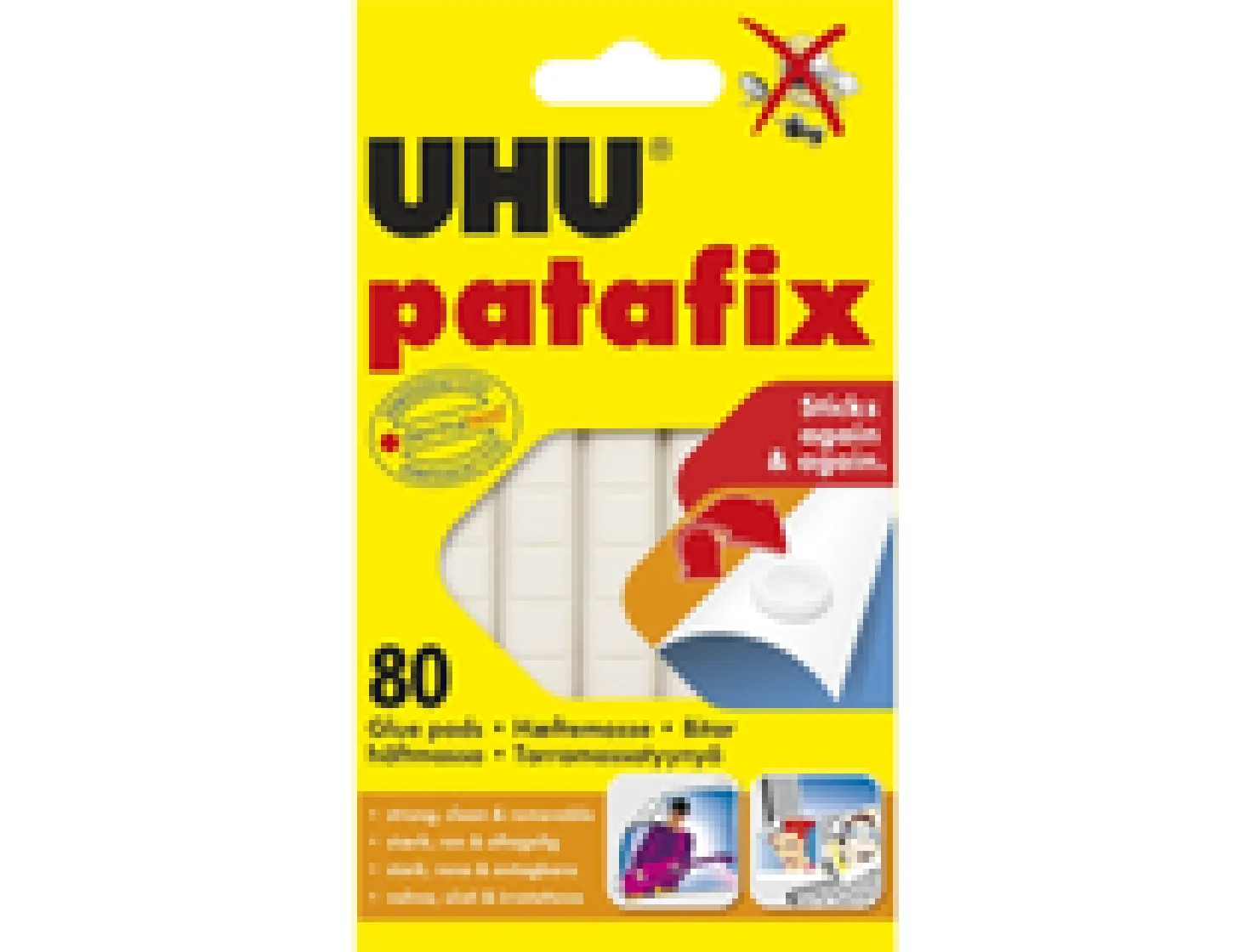 Häftmassa UHU Patafix, återanvändbar, 80 st