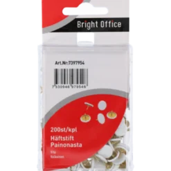Häftstift Bright Office Vita, platt huvud, 200 st