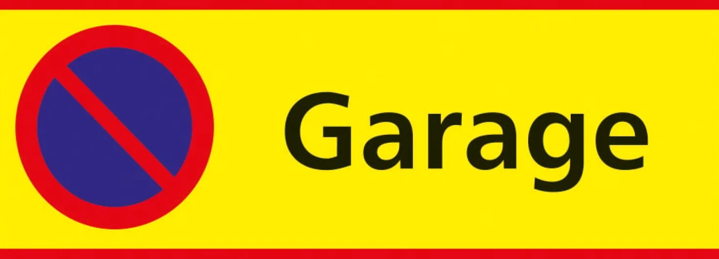 Informationsskylt Parkering Förbjuden Garage, aluminium, utomhus